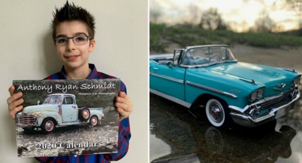 Der besondere Junge verdiente eine Menge Geld mit Bildern von Modellautos