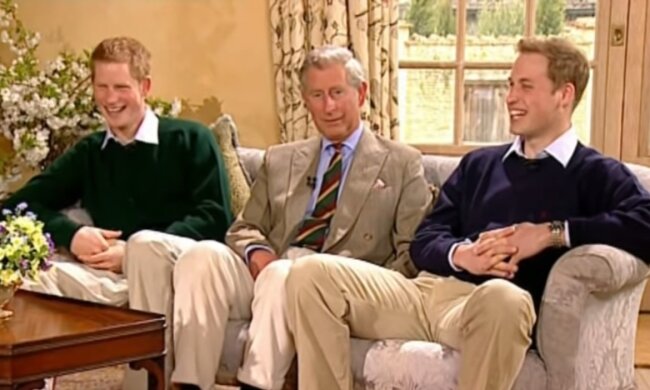 Die Prinzen Harry und William mit ihrem Vater, Prinz Charles. Quelle: Youtube Screenshot
