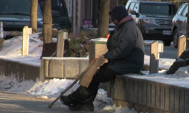 Obdachlose im Winter. Quelle: YouTube Screenshot