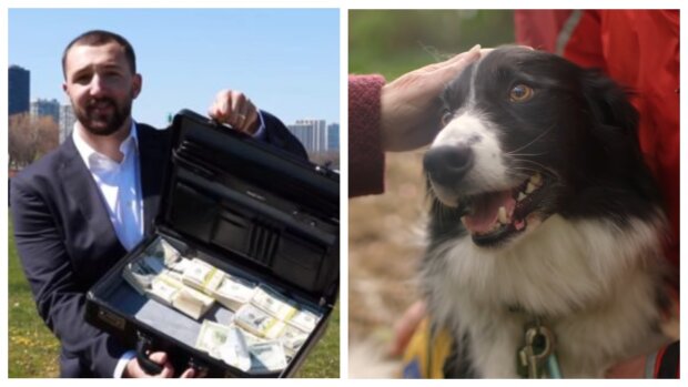 Mann mit Geld und Hund. Quelle: Screenshot YouTube
