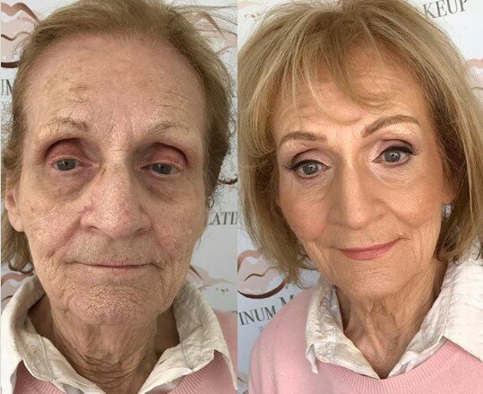 Das Mädchen schaffte es, die Zeit zurückzudrehen, indem es eine 80-jährige Frau mit einem einfachen Make-up verjüngte