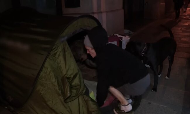 Eine Frau und ihre treuen Begleiter. Quelle: Youtube Screenshot