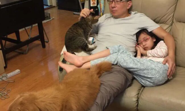 Warum Vater, Tochter, Hund und Katze seit vielen Jahren jährlich das gleiche Foto machen