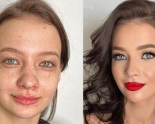 Illustrative Beispiele, die zeigen, wie radikal Make-up eine Frau verändern kann