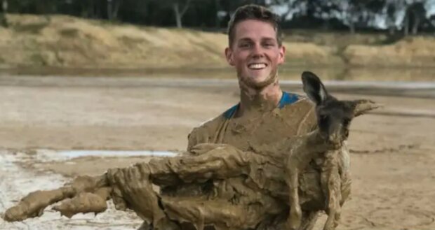 Ein australischer Teenager ging in den Schlamm, um ein Känguru zu retten