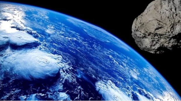 Ein riesiger Asteroid rast mit großer Geschwindigkeit auf die Erde zu. Quelle:HiTech Wiki