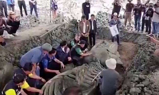 Archäologen mit einem Fund