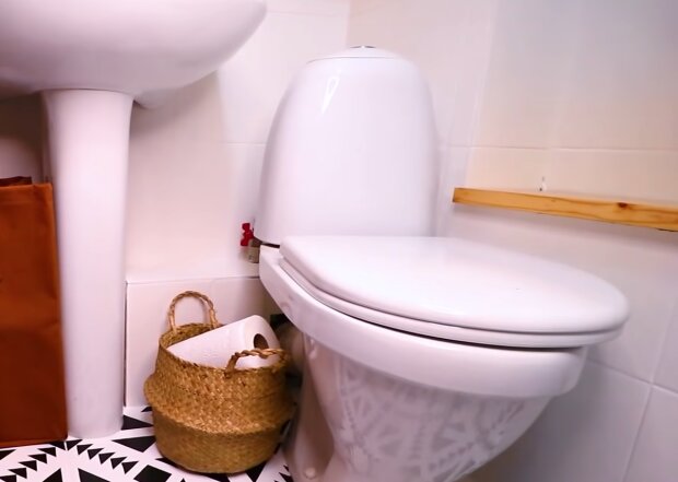 Frau beschloss, eine alte Toilette zu verwandeln. Quelle: Screenshot Youtube