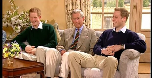 Die Prinzen Harry und William mit ihrem Vater, Prinz Charles. Quelle: Youtube Screenshot