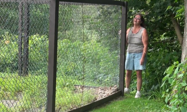 Frau reißt Zaun der Nachbarn ab. Quelle: Youtube Screenshot