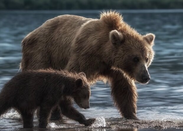 Bärenmutter und ihr Jungtier. Quelle: Screenshot Youtube