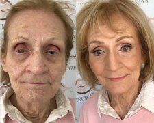 Das Mädchen schaffte es, die Zeit zurückzudrehen, indem es eine 80-jährige Frau mit einem einfachen Make-up verjüngte