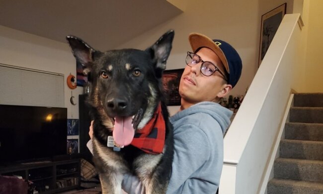 Hält seine Gefühle nicht geheim: Der Hund zeigt tiefe Liebe zu seinem geliebten Besitzer