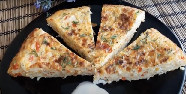 Omelett mit Weißkohl. Quelle: Screenshot YouTube