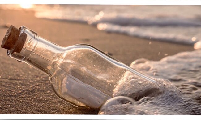 Touristen fanden am Ufer eine Flasche mit einem Brief. Quelle: Screenshot Youtube