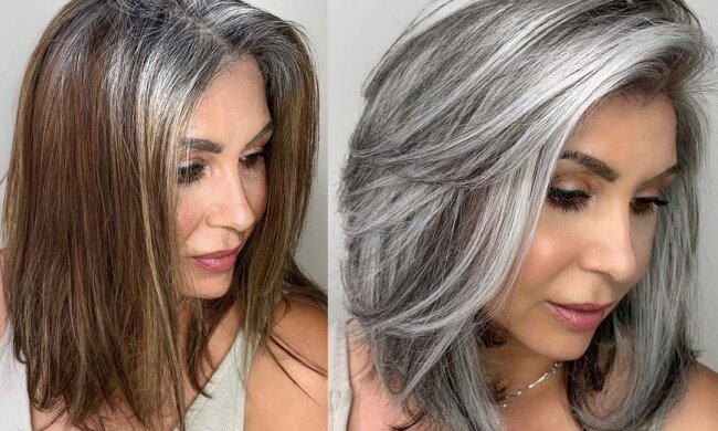 Silberne Locken: Der Stylist gibt Damen mit grauem Haar wieder Selbstvertrauen