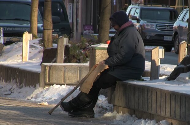 Obdachlose im Winter. Quelle: YouTube Screenshot
