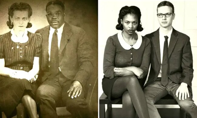 "Zeitmaschine": Bilder von Großeltern, die von ihren Enkelkindern nachgebildet wurden