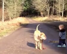 Baby mit dem Hund. Quelle: Youtube Screenshot