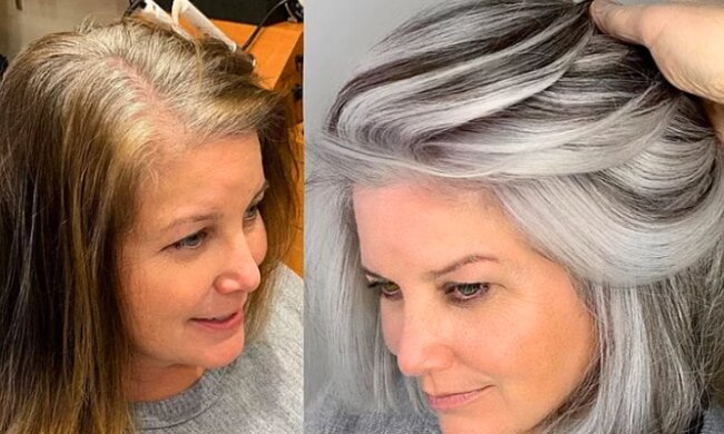 Der kalifornische Friseur versteckt das Grau nicht, sondern macht es zu einem Highlight